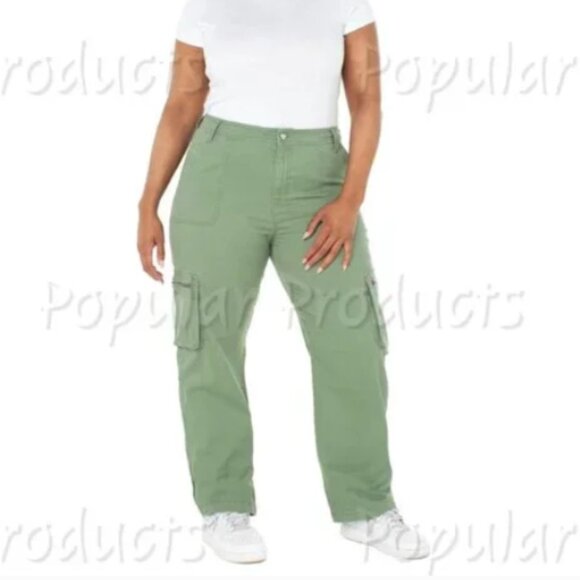 Love Trends Olive Green Mid Rise Wide Leg Cargo Pant  Size 5. Junior - Picture 3 of 11